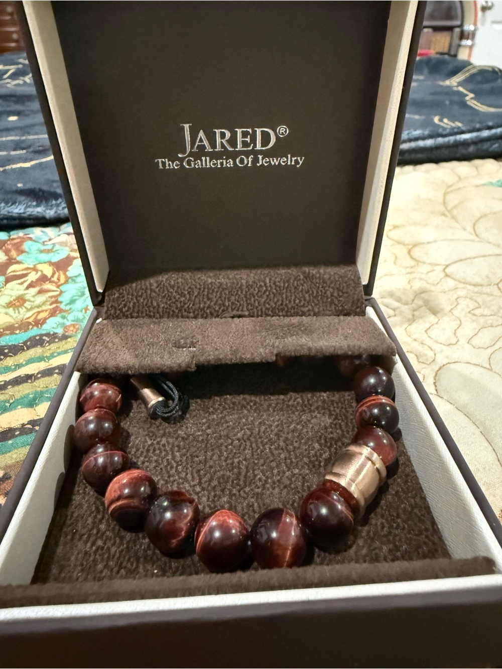 Jared Jewelers Men's Red Tiger's Eye Beaded Bracelet